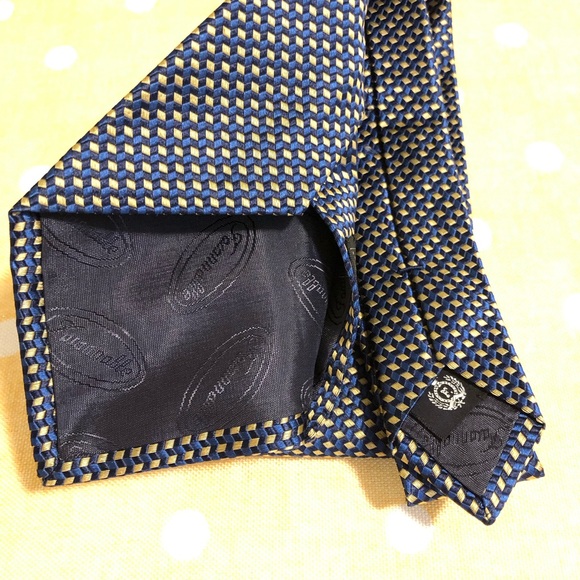 FACONNABLE EUC Men’s Hand Made Designer Geometric Check 100% Silk Tie - Picture 3 of 6